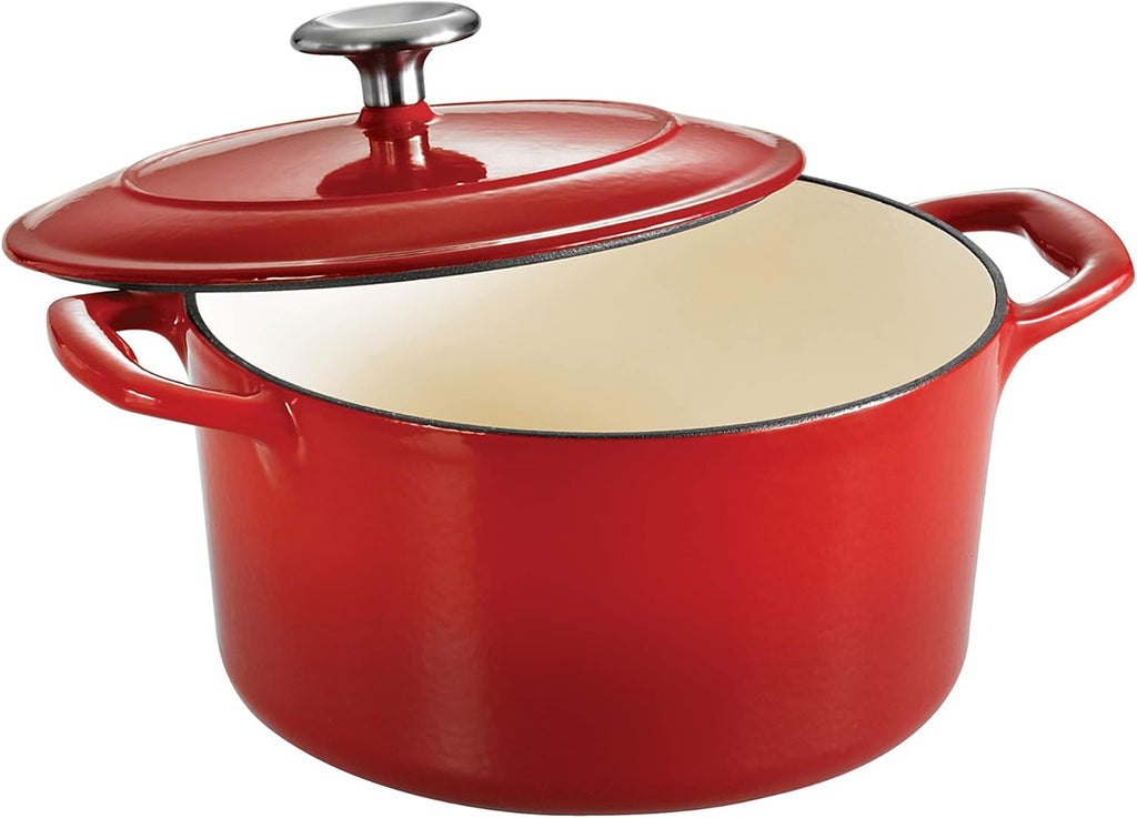 Tramontina Covered Round Dutch Oven Enameled Cast Iron 3.5-Quart, Red U173