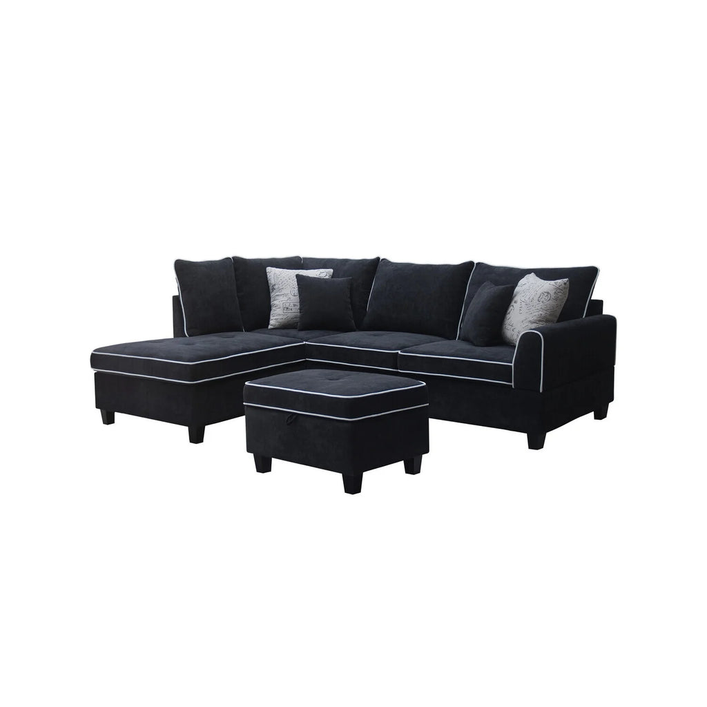 Blissful Nights Country Cottage Fabric Sectional Sofa with Left-Facing Chaise V655