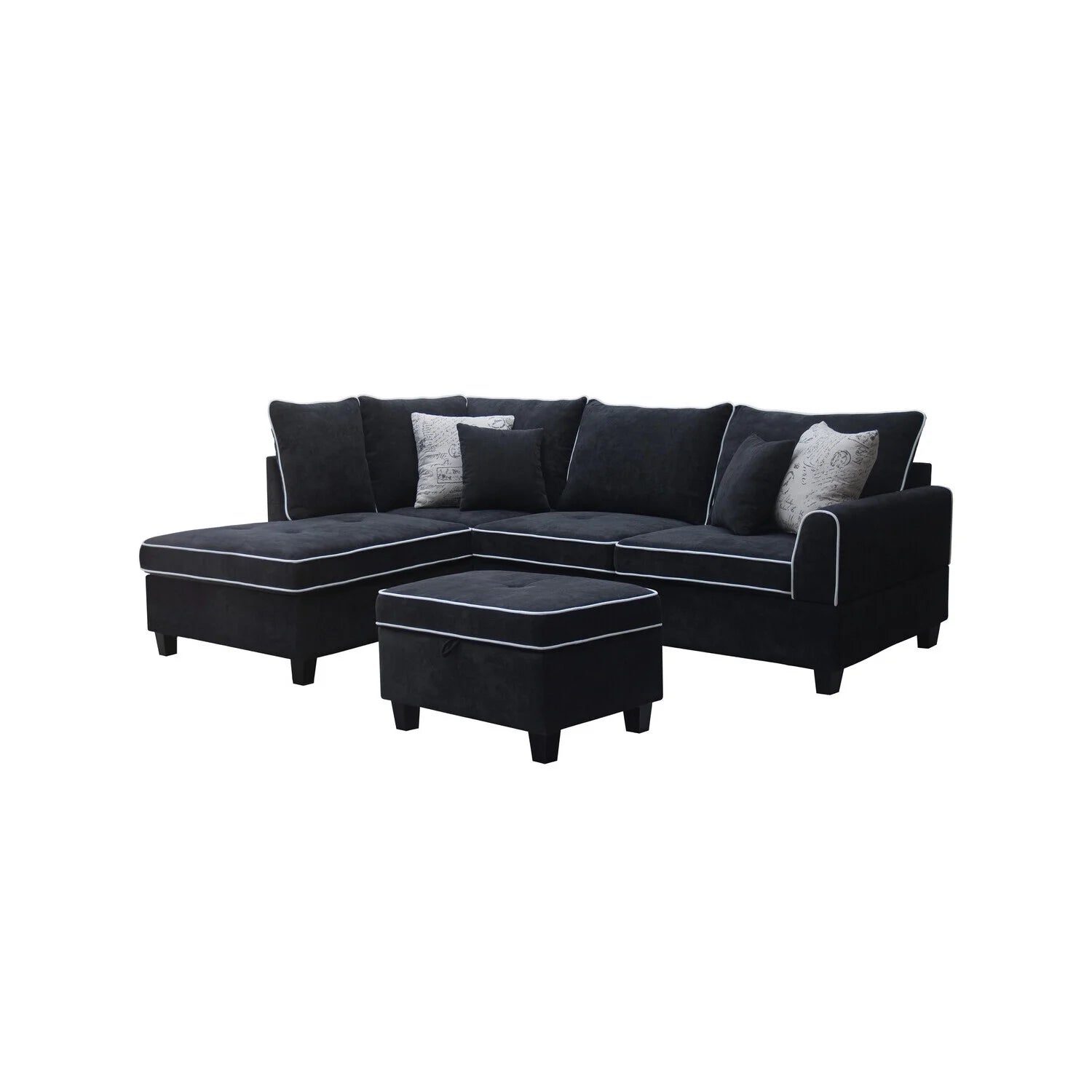 Blissful Nights Country Cottage Fabric Sectional Sofa with Left-Facing Chaise V655