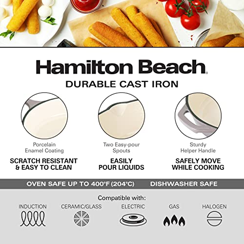 Hamilton Beach Enameled Cast Iron Fry Pan 10-Inch Cream U8132