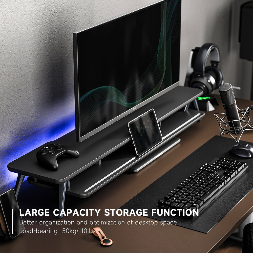 Monitor Stand Riser for 2 Monitors, 42.5 Inch Desk Shelf with Storage Organizer k7p