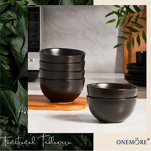 ONEMORE Cereal Bowls Set of 6, 28 oz Ceramic, Black W39410
