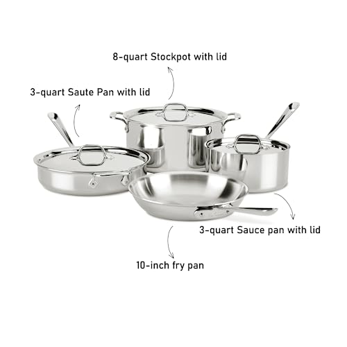 All-Clad D3 3-Ply Stainless Steel Cookware Set 10 Piece, Induction Compatible D24203
