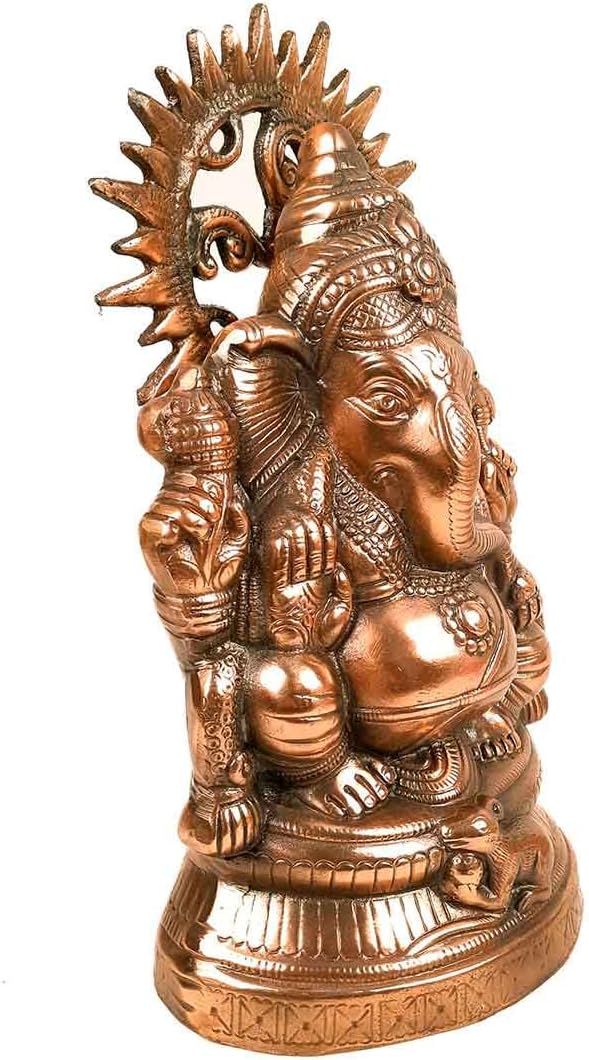 Ganesha Statue Bronze Metal Idol 15 Inch Home Decor k7