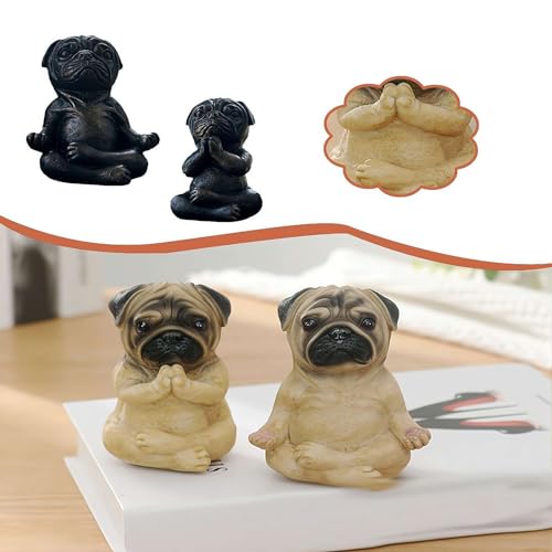 Meditating Pug Statue Large Garden Ornament k7