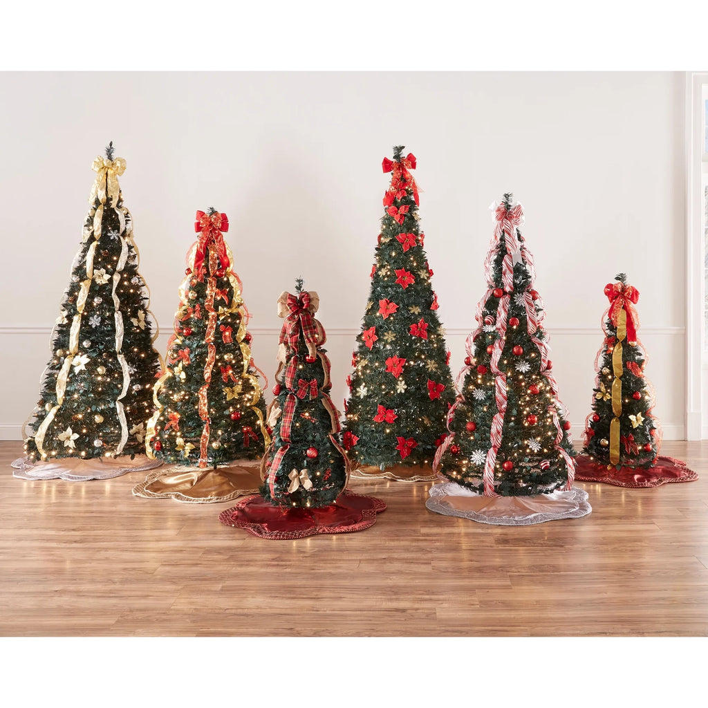 Brylanehome Pre-Lit 6-Foot Pop-Up Christmas Tree, Red White F5135