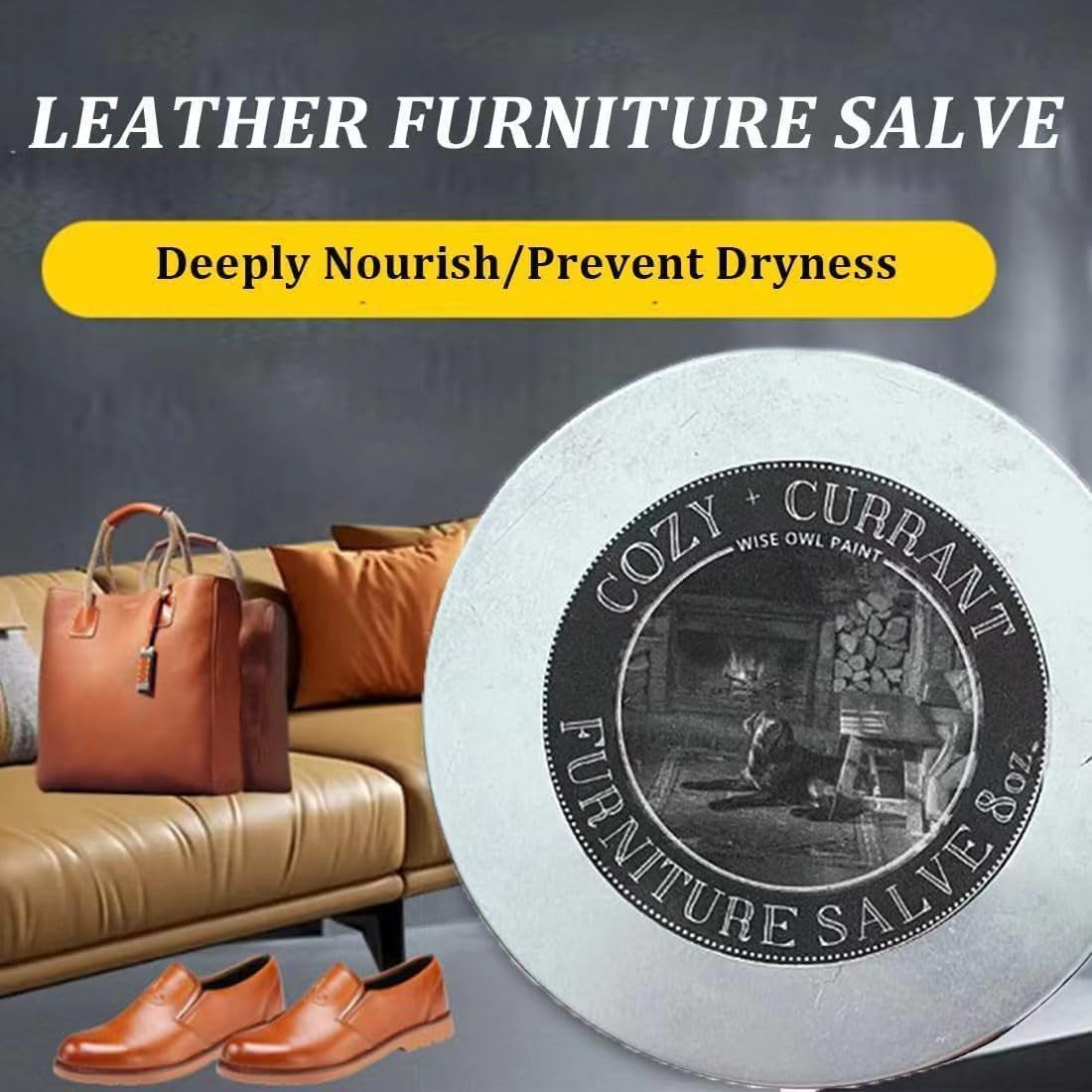 Furniture Salve for Leather with Conditioner Brush, Yellow L821
