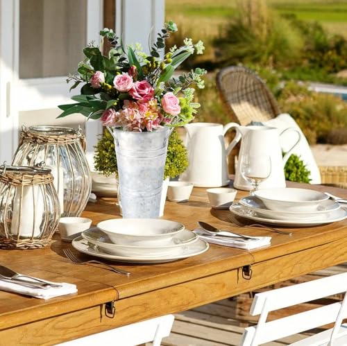 Galvanized Metal Flower Vase with Handles for Home Decor, Set of 8, Silver, 10 Inch a7