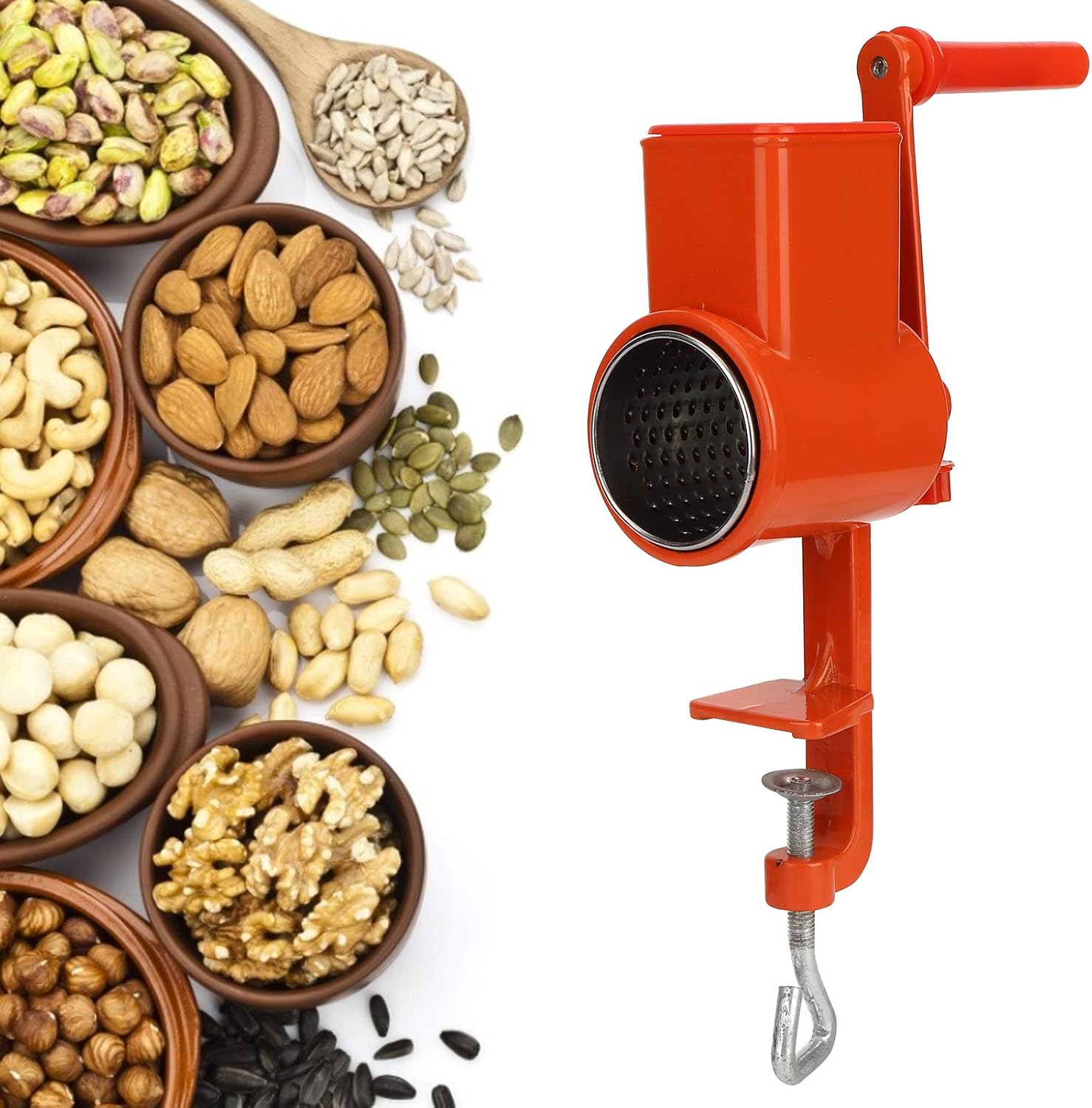 Hand Crank Grain Grinder, Aluminum Alloy Manual Mill for Kitchen W6943