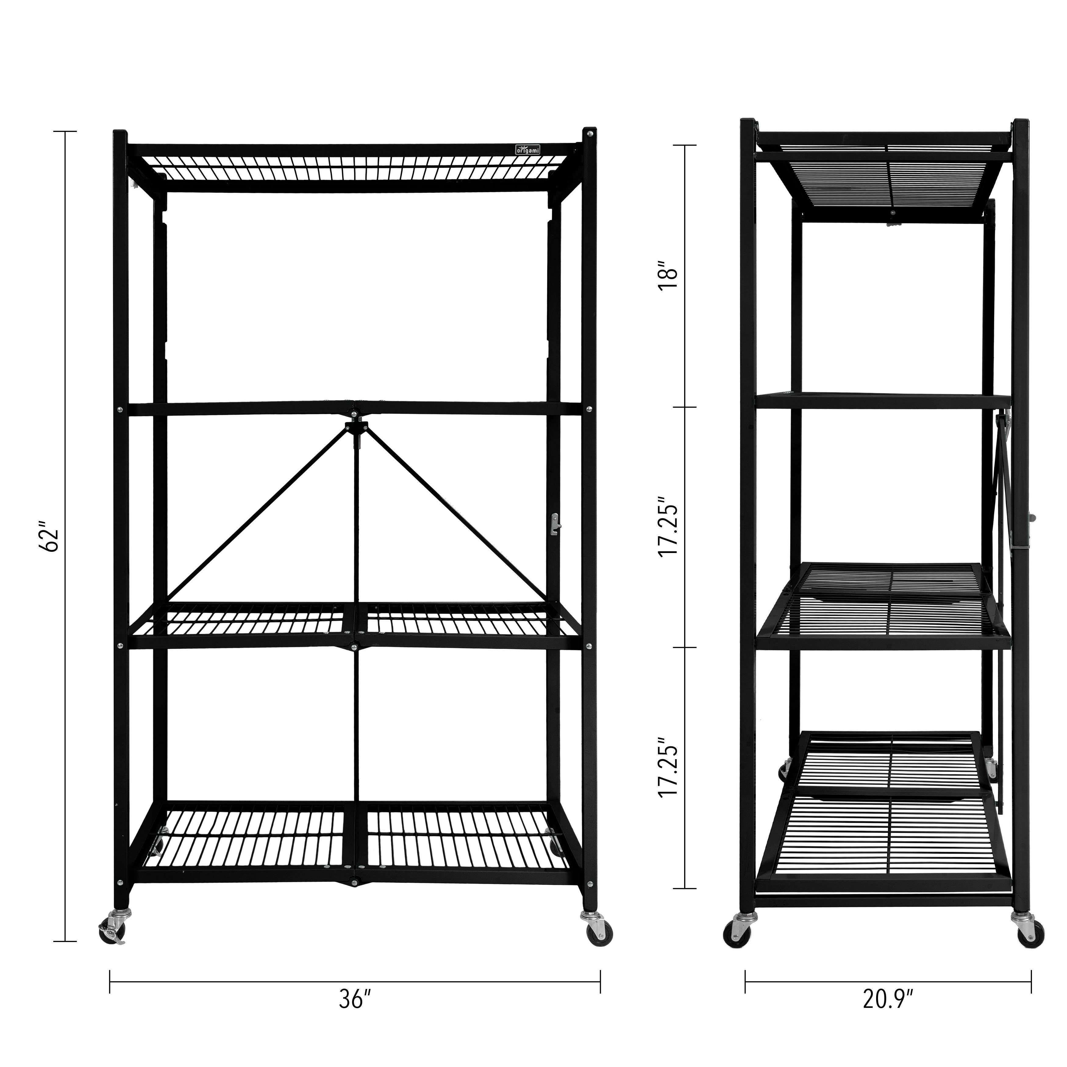 Origami Large 4-Tier Heavy-Duty Rack with Casters Red 7k