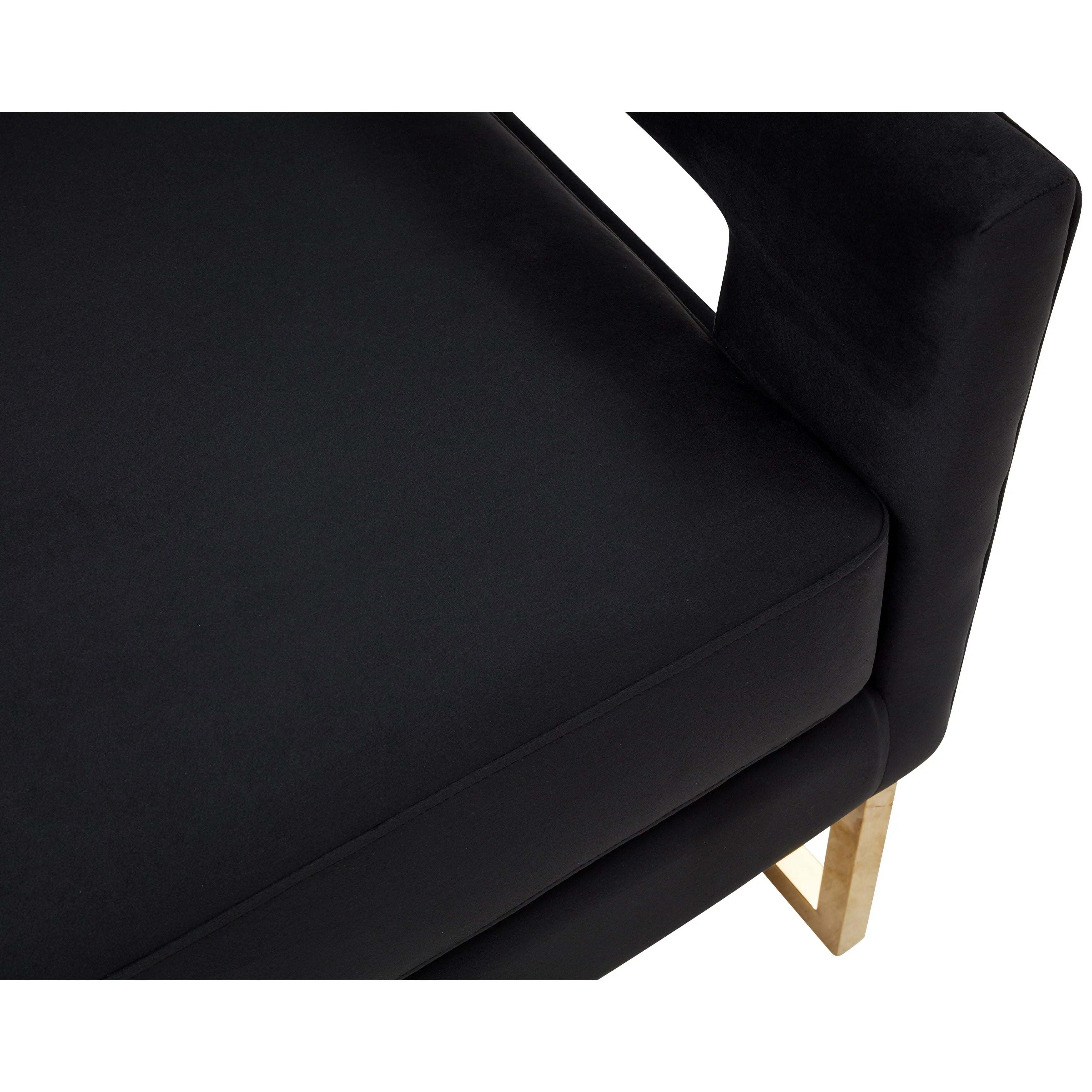 Modrest Edna Modern Black Velvet Gold Accent Chair T823