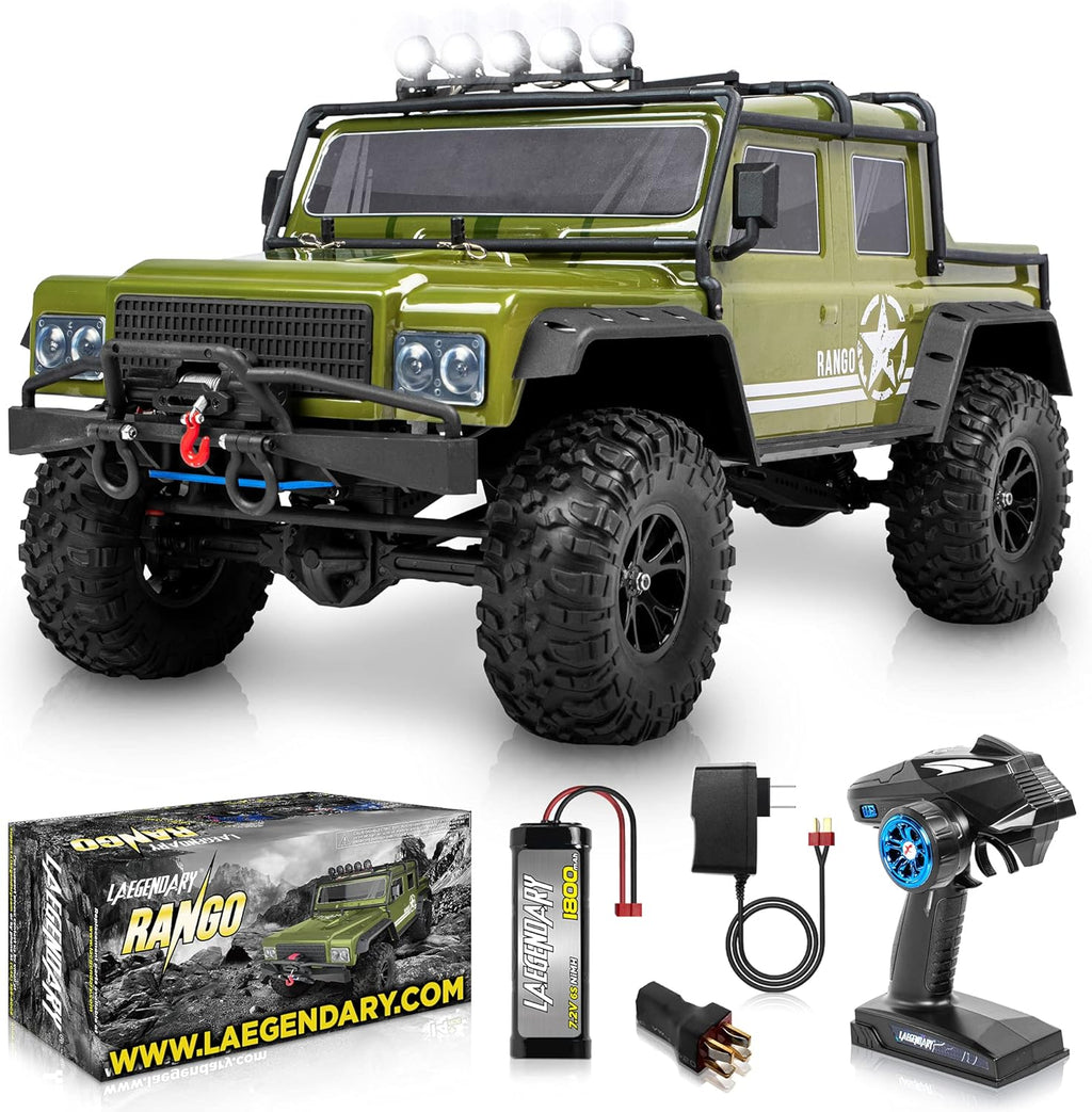LAEGENDARY RC Crawler - 4x4 Offroad Crawler Remote Control Truck for Adults and Kids - RC Car, RC Rock Crawler, Fast Speed, Electric, Hobby Grade Car - 1:10 Scale, Brushed, Red - Orange