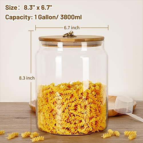 Large Glass Jars 1 Gallon with Bamboo Lids for Kitchen Storage D723