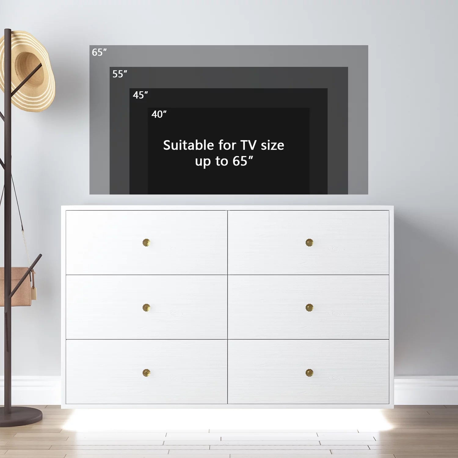 4 EVER WINNER Dresser with LED Light, White 6 Drawers for Bedroom V851432