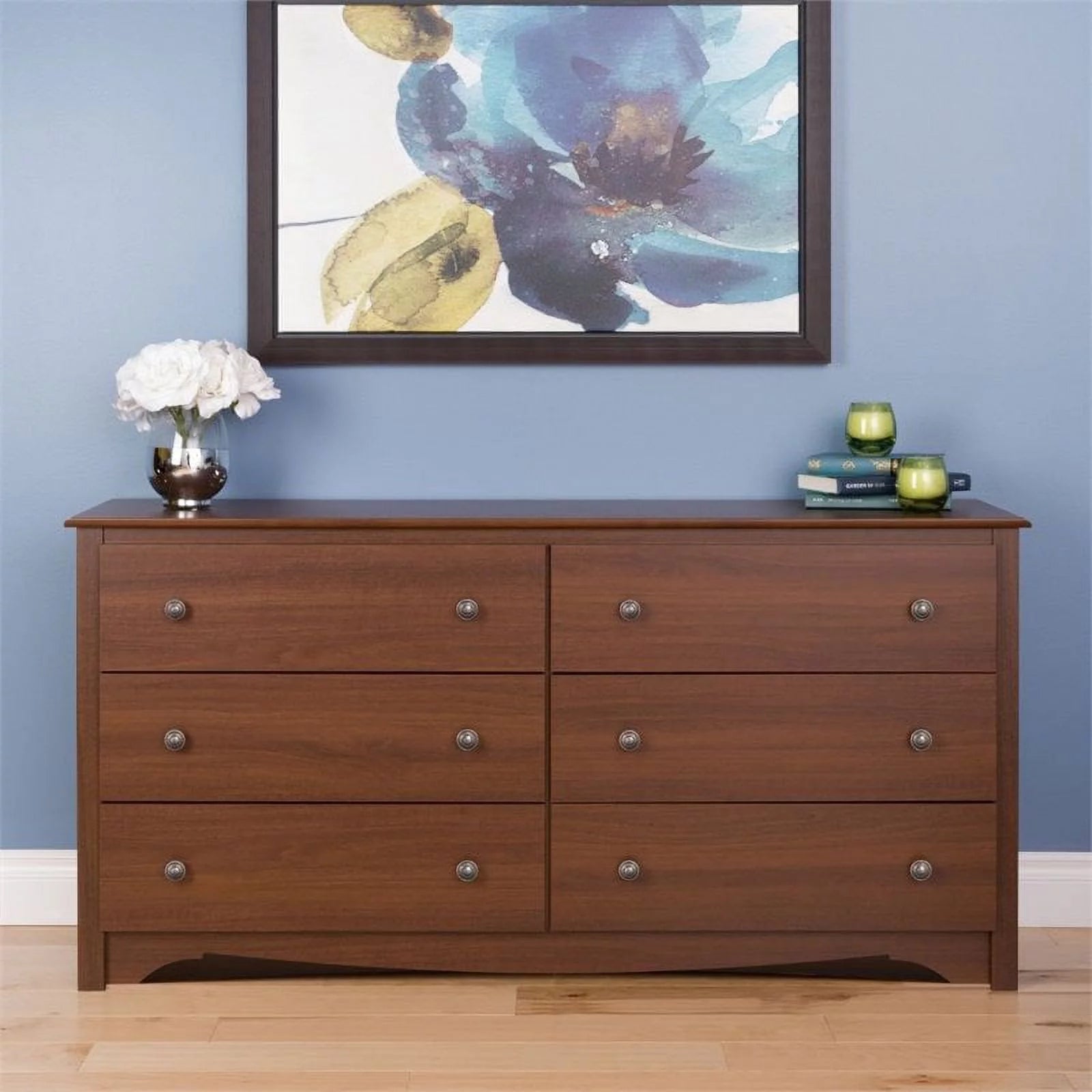 Prepac Monterey Cherry 6 Drawer Double Dresser D463114