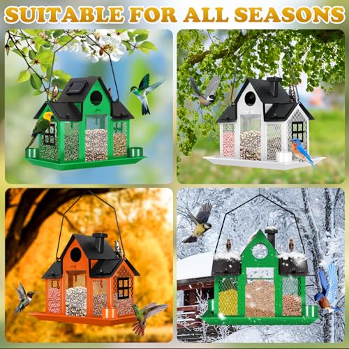 Solar Bird Feeder for Outside Hanging Metal Wild Bird Feeder Blue k7