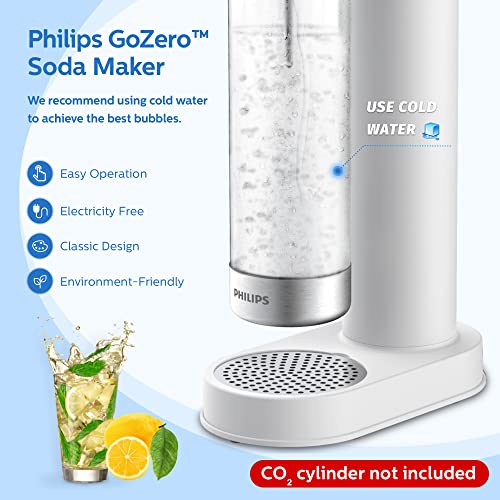 Philips Stainless Sparkling Water Maker Soda Maker Machine with BPA Free 1L Bottle, White P807