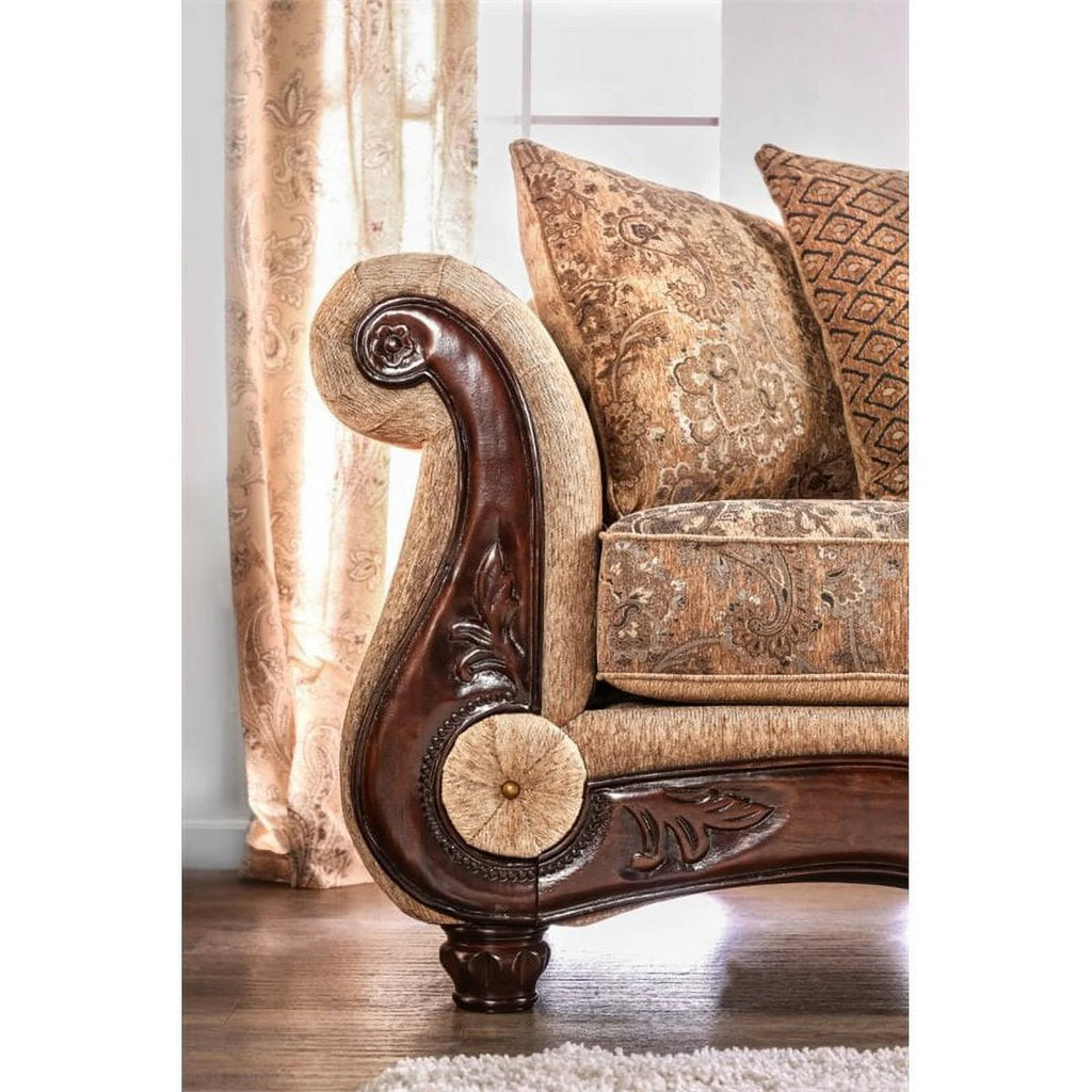 Furniture of America Rhodes Chenille Sofa Gold Bronze I6302