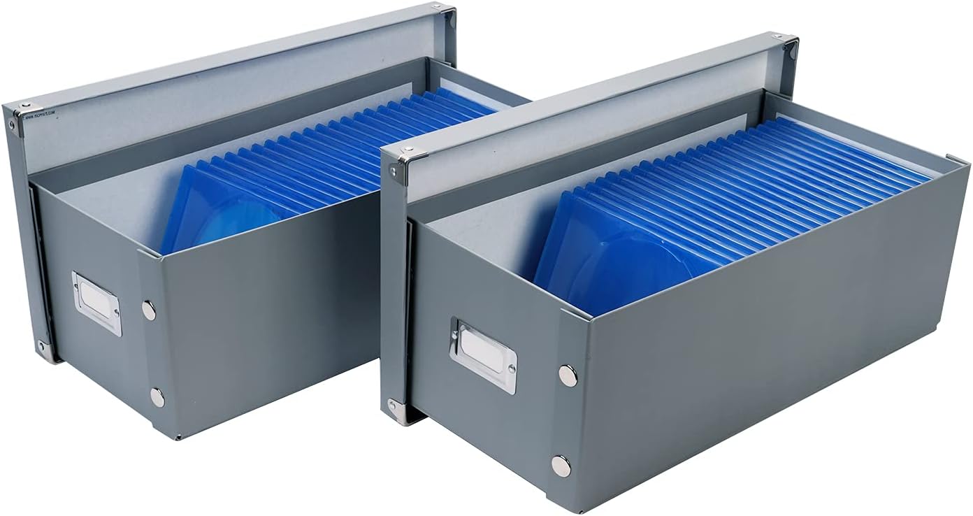 Snap-N-Store DVD Storage Box 2 Pack, Durable Movie Disc Holders with Lids, Gray U368266