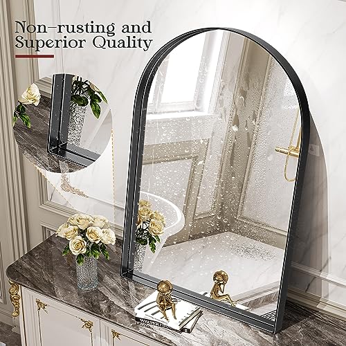 Black Arched Wall Mirror 22"x30" for Bathroom Vanity C674852