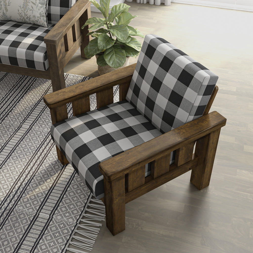 Furniture of America Jimo Rustic Oak Linen Accent Chair W165358