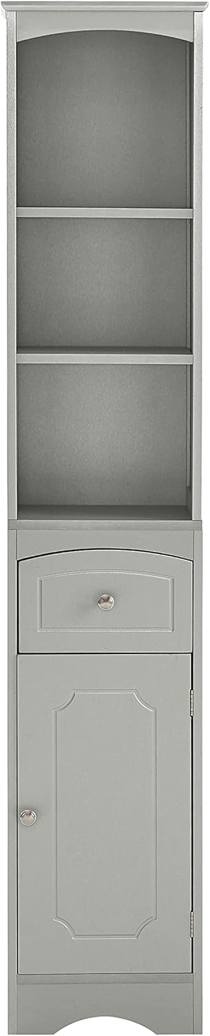 Tall Slim Bathroom Storage Cabinet with 3-Tier Shelf and Drawer, Grey M889