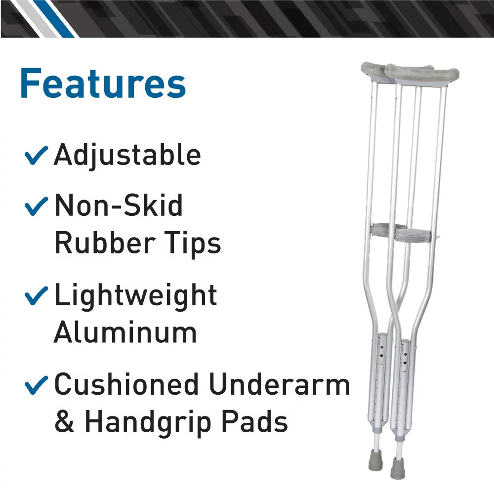 BodyMed Lightweight Aluminum Crutches Pair, Adult Medium, Height Adjustable Q712