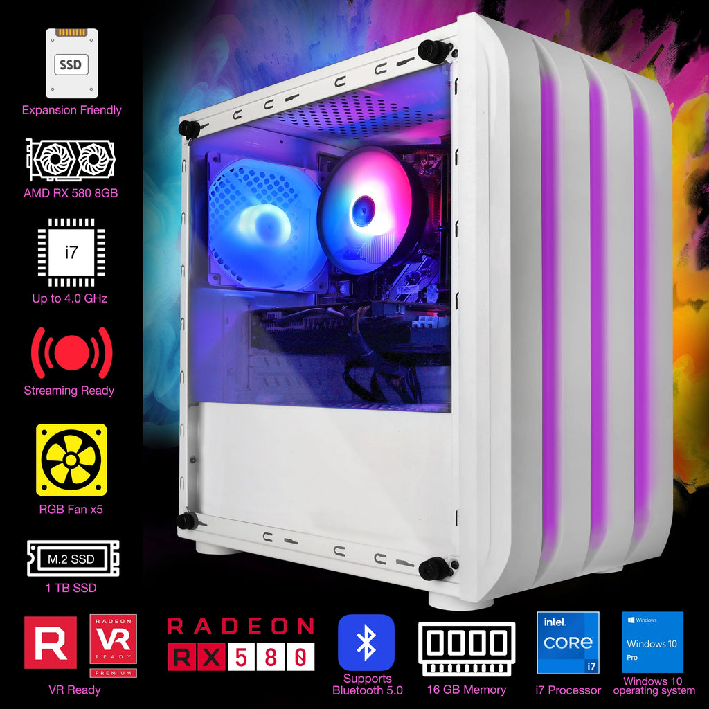 Eclipse ATX Gaming PC i7 Tower Desktop 4.0GHz RX 580 8GB 1TB SSD 16GB RAM U81778