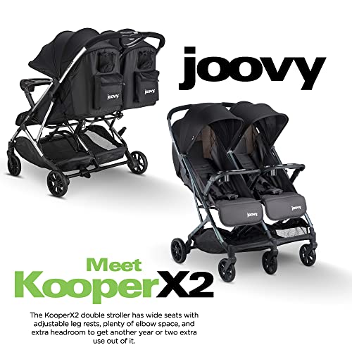 Joovy Kooper X2 Side-by-Side Double Stroller with Dual Snack Trays, One-Handed Fold H119
