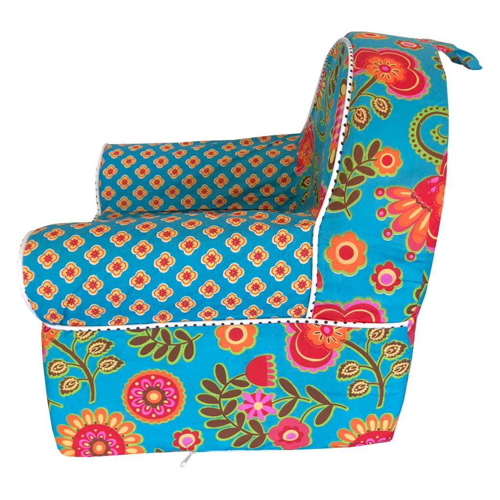 Cotton Tale Designs Baby/Toddler Foam Chair, Turquoise Orange Multi Floral Dot Q874